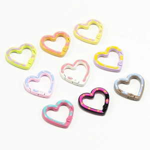 Polka dot heart shaped carabiners in multiple colors for DIY keychain accessories