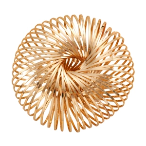 Minimalist gold spiral flow ring and spring bracelet with radiant metallic finish