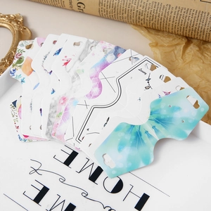 Jewelry Display Cards Cardboard Necklace Folding Hanging Tags For Earring Hair Accessories Marble Floral Pattern