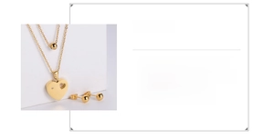 Details zu 18k vergoldetem Herz-Halsketten- und Ohrring-Set aus 316L-Titanstahl
