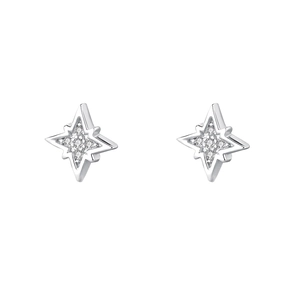 Elegant S925 sterling silver star stud earrings featuring sparkling cubic zirconia stones