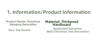 Detail specifications of Christmas tree ornaments made of thickened cardboard materials