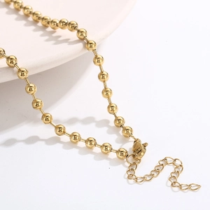 Minimalist golden bead chain necklace in stainless steel with adjustable lobster clasp