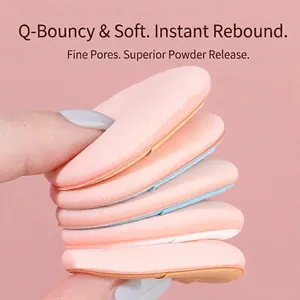 Soft pink mini finger powder puff for makeup application with high elasticity design