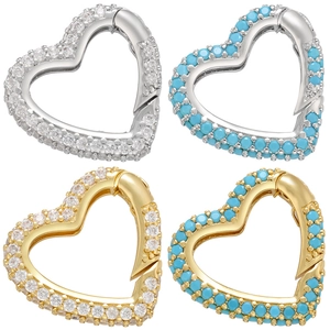 Hartvorm Sieraden Sluiting Messing Micro Pave Zirkonia Turquoise DIY Accessoire
