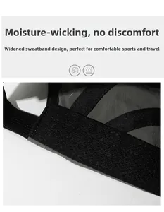 Detail of the widened sweatband on quick-dry sports cap for moisture wicking