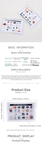 Detailed size chart for the set of 24 natural crystal and mineral stone specimens