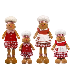 Cute gingerbread man plush doll set in four sizes for festive Christmas decorations