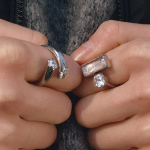 Classic 18K gold plated stainless steel open ring set with sparkling star zircons