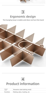 Detail view of non-stick brownie pan divider with bronze carbon steel finish and U-handle