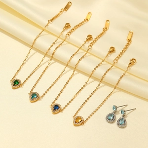 Stainless Steel Waterdrop Zirconia Bracelet For Women Luxurious Inlaid Colorful Crystal Oval Stone Commuter Jewelry Gift