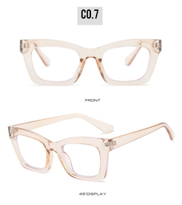 Front and 45-degree angle view of vintage square anti-blue light glasses frames