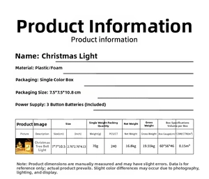 Detailed size chart and specifications for the glowing Christmas tree dome night light