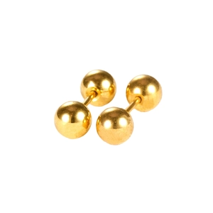 Minimalist gold stainless steel ball stud earrings with double screw ball back design