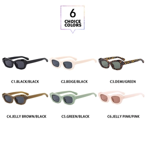 Matrix display showing six vibrant color variations of cat eye small frame sunglasses