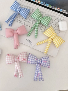 Mignon Charme De Sac À Nœud En Tissu Vichy Style Coréen Pendentif Rembourré Fait Main Pour Sacs À Dos Sacs À Main Accessoire