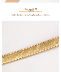Close-up of premium PU leather belt with gold-plated finish and detailed texture