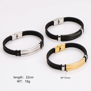 Men's multilayer braided leather bracelet with engravable stainless steel plates in three colors