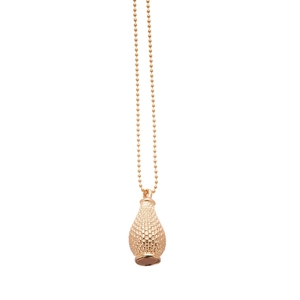 Collier pendentif bouteille vintage en métal avec chaîne à billes dorée