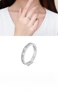 Detail of 2.5mm S925 sterling silver stackable ring with paved zirconia diamonds