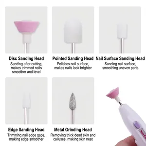 Set fresa per unghie elettrica con 5 punte per lucidatura e rimozione delle cuticole