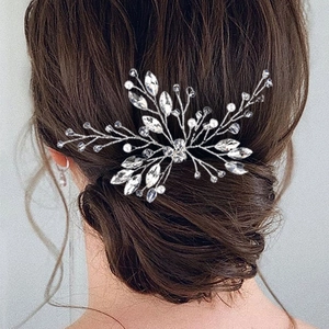 Handmade Bridal Hair Pins Artificial Pearls Rhinestones Silver U Shaped Hair Fork Wedding Evening Party Hair Jewelry For Women