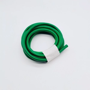 Close-up of 6mm green round leather cord roll with textured finish for DIY bag handles