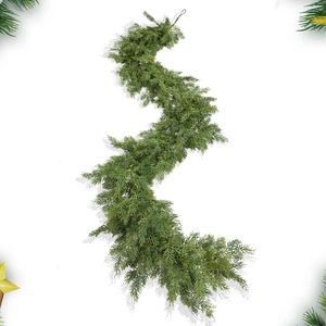 Detailed close-up of flexible 180cm artificial cypress garland with lush green needles