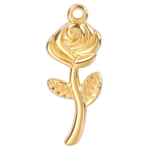 Elegant gold vintage rose flower pendant made of colorful stainless steel for jewelry DIY