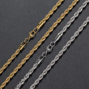 5mm stainless steel twist rope chains in gold and silver finish with lobster clasps