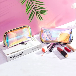 Holographic half-moon makeup bag set with iridescent laser finish and large capacity
