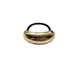 Elegant gold U-shaped metal alloy hair tie for high ponytail with black elastic band