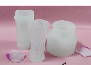 Juego de tres moldes de silicona traslúcida para velas de columna romana y manualidades DIY