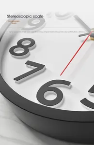 Detail of 3D 5mm raised numerals on resin wall clock with minimalist finish
