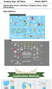 Detailed instructions for applying Christmas snowman and snowflake window stickers set