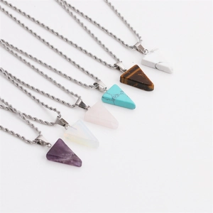 Lot de 6 colliers géométriques avec pendentifs en turquoise et améthyste sur chaînes