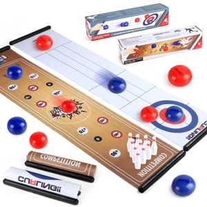 Jeu de curling et de bowling de table 2-en-1 portable pour enfants et famille