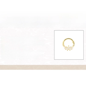 Infographic of 8mm 925 sterling silver gold plated hoop with cubic zirconia details