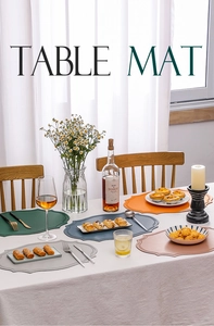 Waterproof PU leather placemats in multiple colors with elegant decorative scalloped edges