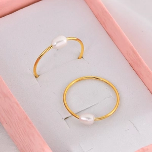 Anello Perla de Agua Dulce Acqua Dolce Retro Francese Acciaio Titanio Oro Minimalista Elegante Gioielli Moda Lusso Per Donne