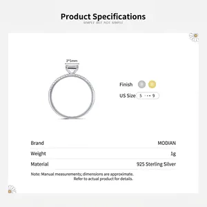 S925 Sterling Silber Ring mit 3x5mm Zirkonia Größentabelle und Produktdetails