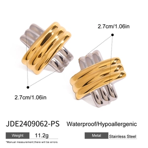 Detail specifications for stainless steel gold and silver earrings with weight and dimensions