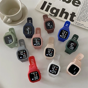 Selection of colorful LED digital watches with silicone straps in various macaron tones