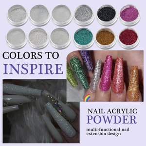12-color glitter acrylic nail powder set for professional nail art and French manicure