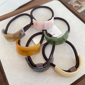 Minimalist Acetate Hair Ties Geometric Curved Resin Plate Elastic Hair Ropes Retro French Style Hair Accessories For Women