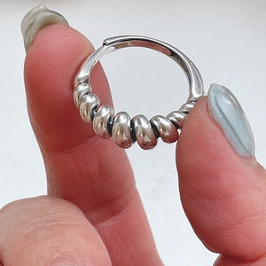 925 Sterling Silver Ring For Women Twisted Rope Minimalist Adjustable Open Retro Geometric Fashion Hand Accessory