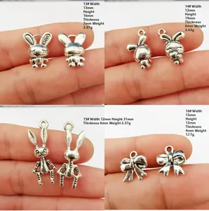 Pendentifs lapin en argent tibétain DIY avec dimensions pour accessoires bijoux