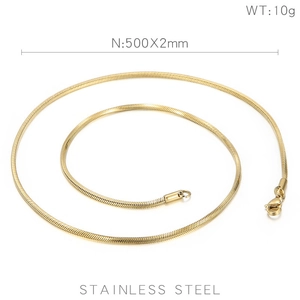 Detailed macro of 500x2mm gold stainless steel snake chain with lobster clasp detail