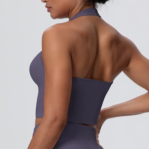 Soutien-gorge de sport dos nu violet fumé haute intensité pour le yoga et le fitness