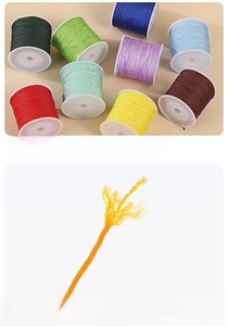 0.8mm nylon cord detail showing core-spun interior and assorted vibrant colors